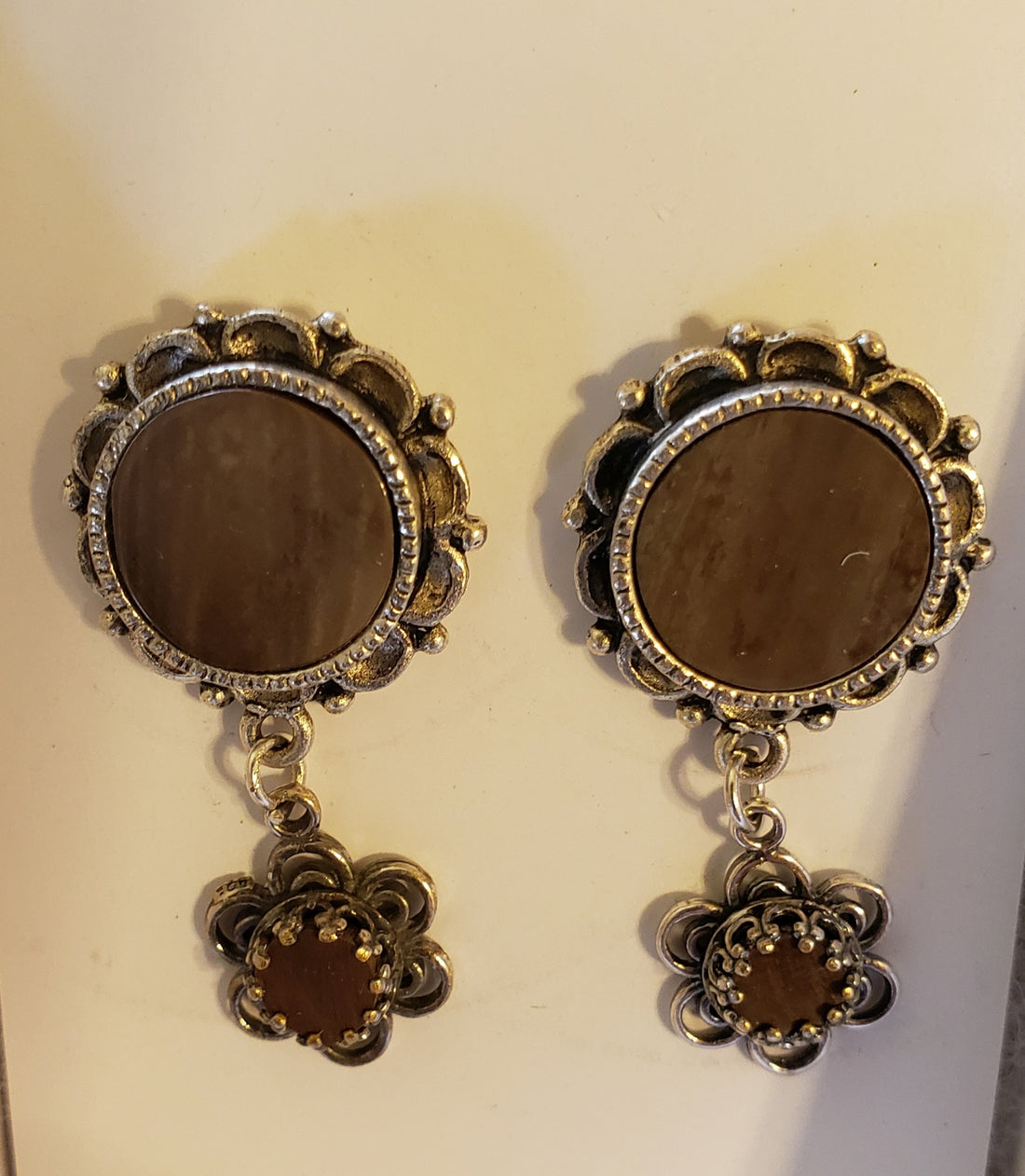 Fossil Mammoth Ivory Flower Earrings