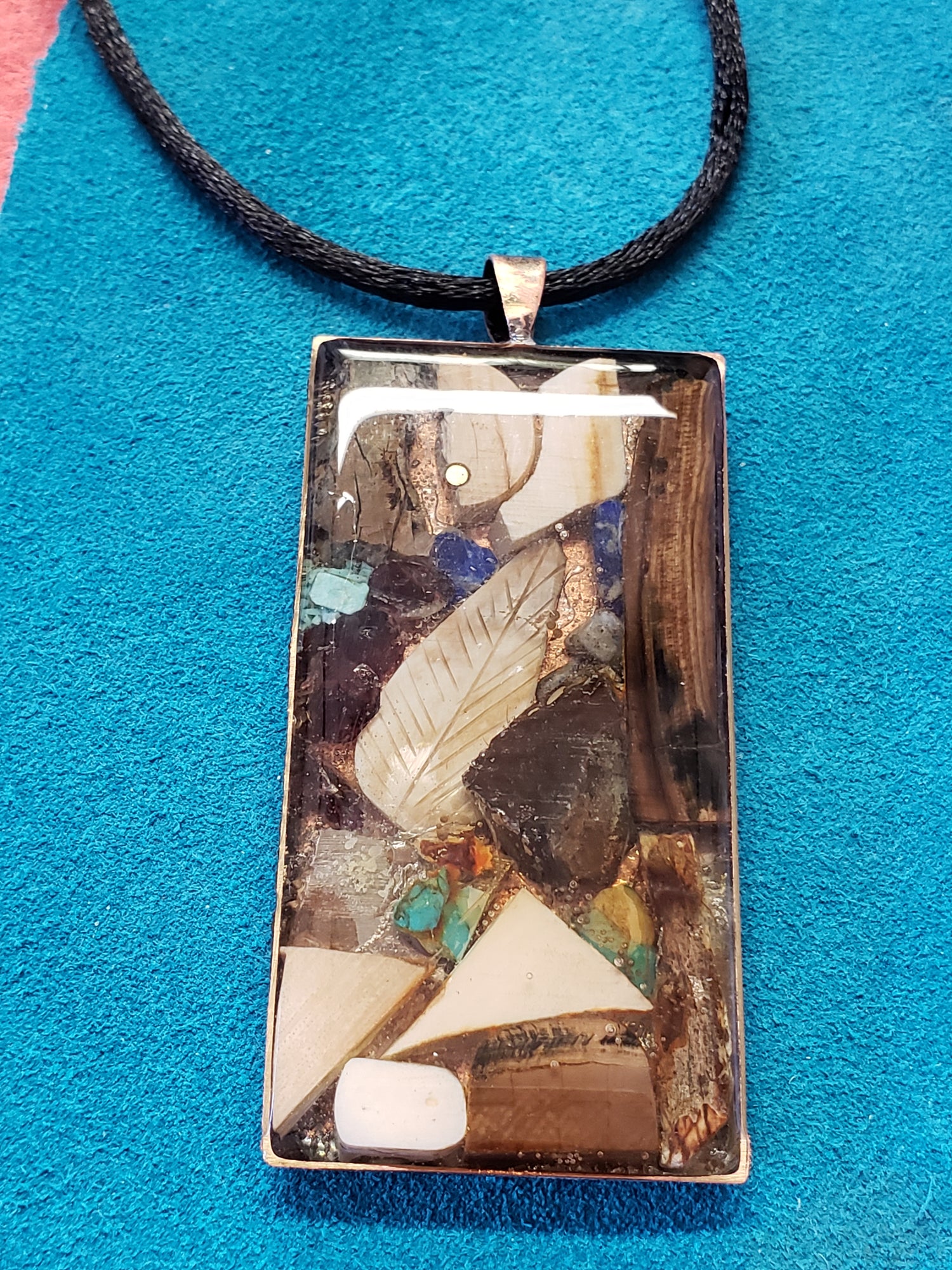 Fossil Mammoth, Walrus and Mastodon Ivory Collage Jewelry set in Resin.