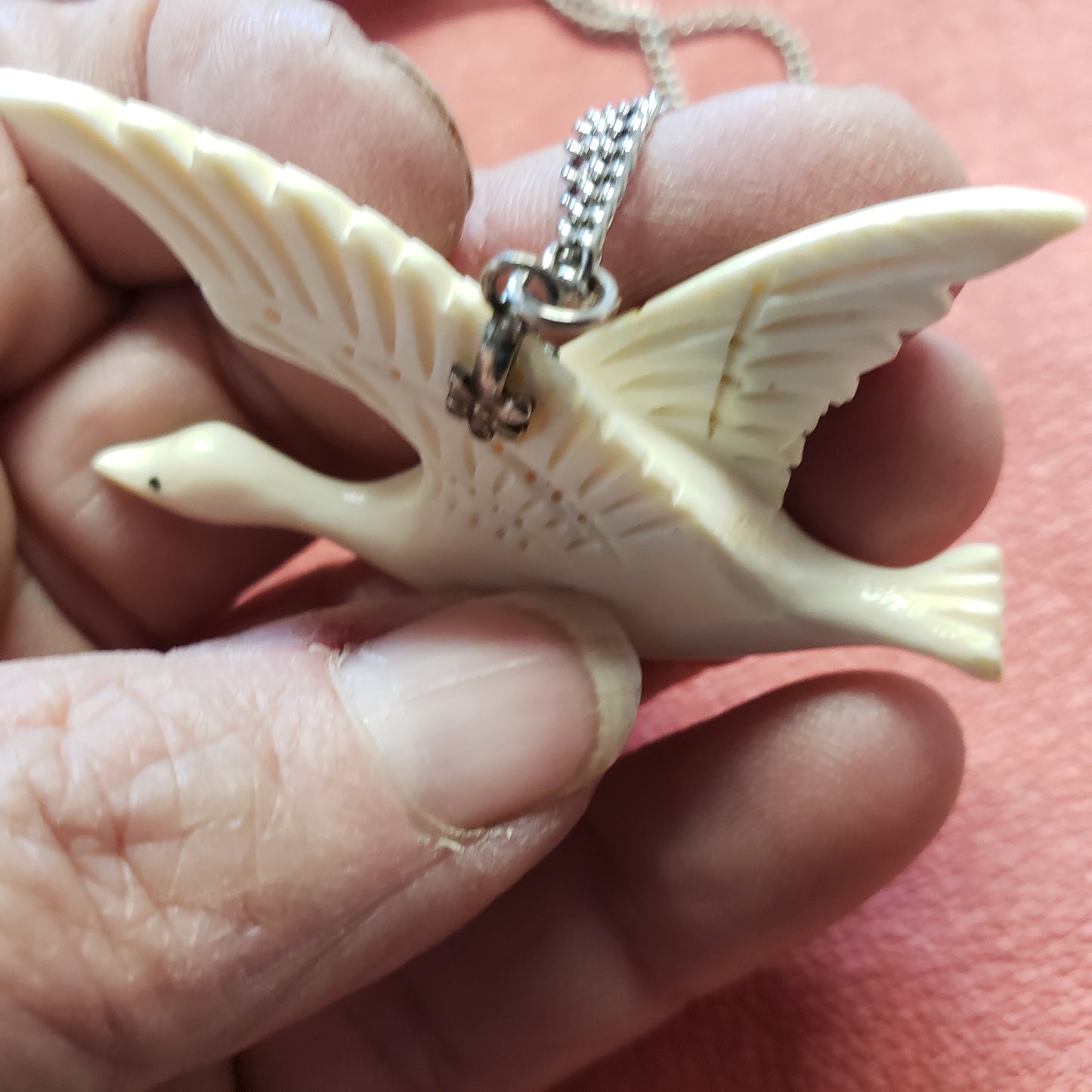 Fossil Walrus Ivory Flying Duck Necklace