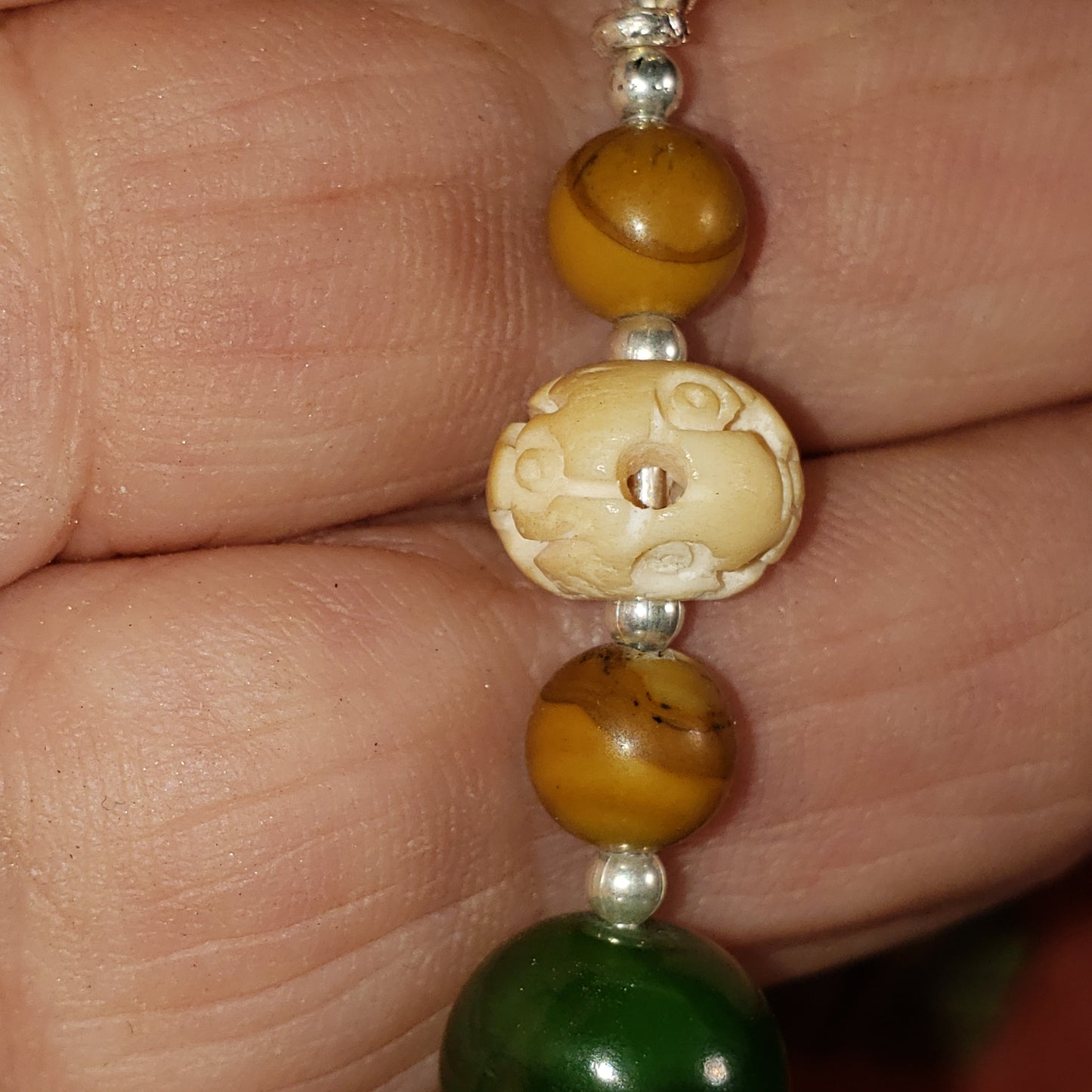 Ancient Mammoth Ivory & Jade Necklace