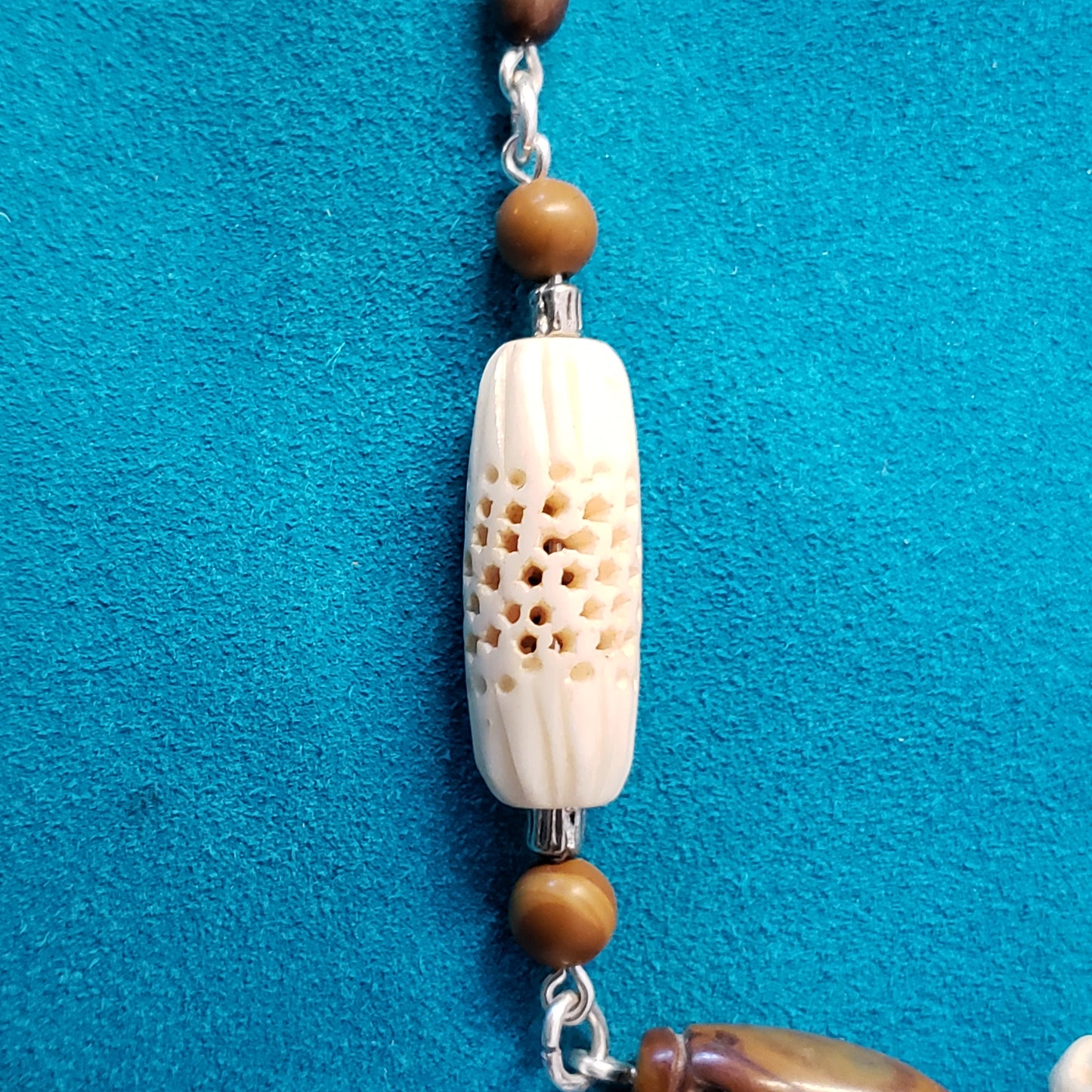 Stunning Fossil Mammoth Ivory, Bone & Jasper Necklace