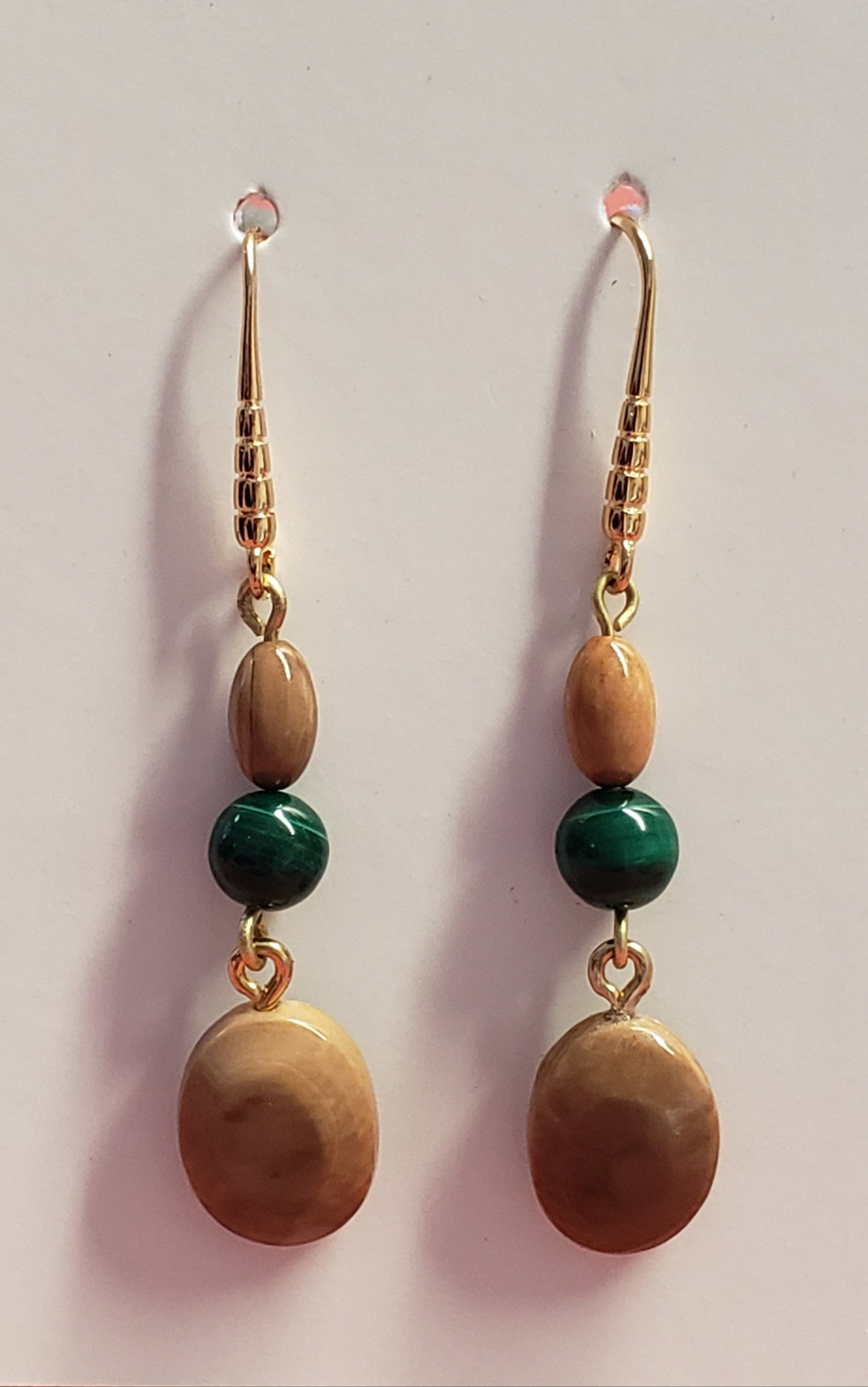 Fossil Mammoth Ivory & Malachite Bead Earrings