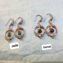 Load image into Gallery viewer, Fossil Mammoth Ivory &amp; Garnet Bead Earrings
