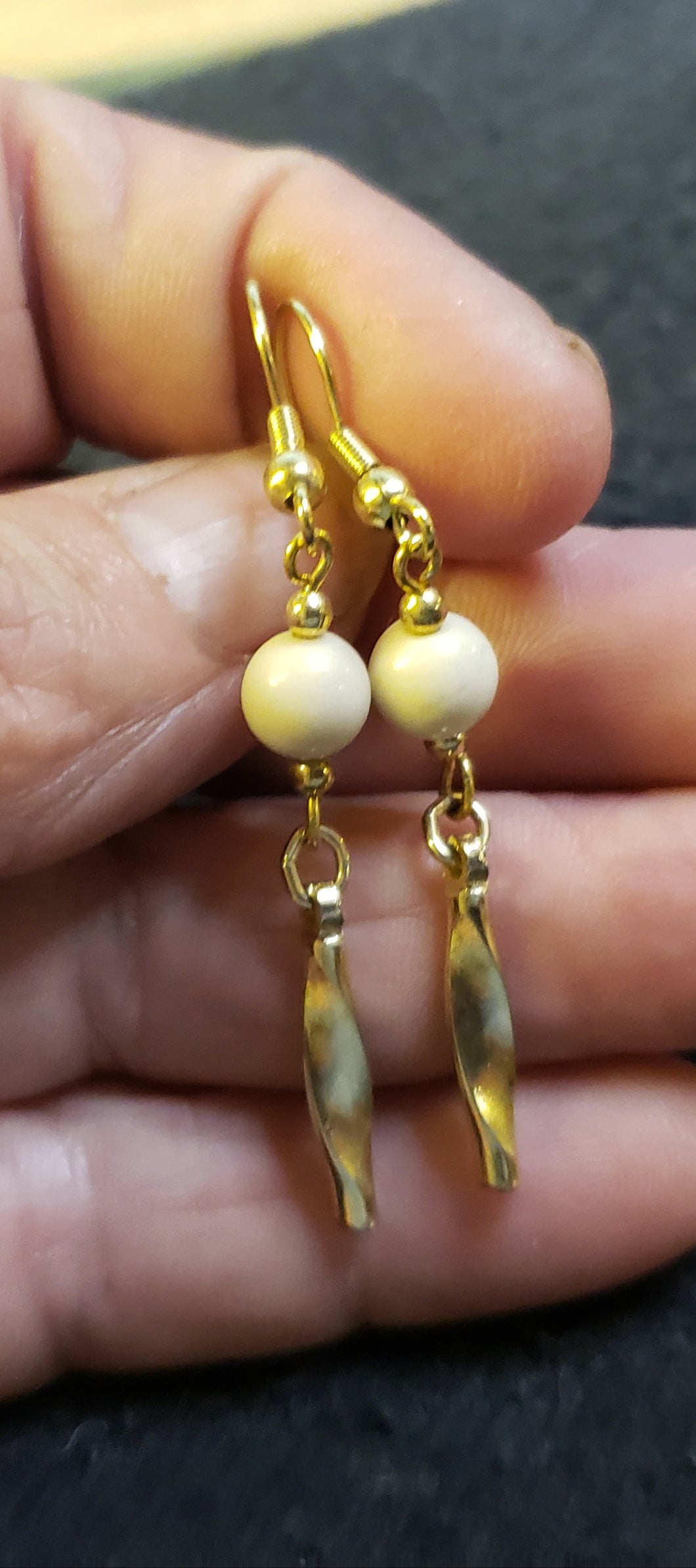 Simple Mammoth Ivory Bead Earrings