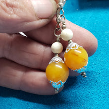 Load image into Gallery viewer, Baltic Amber and Mammoth Ivory Bead Earrings
