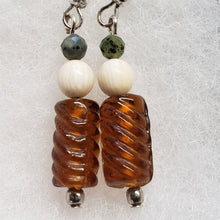 Load image into Gallery viewer, Antique Glass and Fossil Mammoth Ivory Earrings
