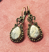 Load image into Gallery viewer, Speckled Fossil Mammoth Ivory Bronze Earrings
