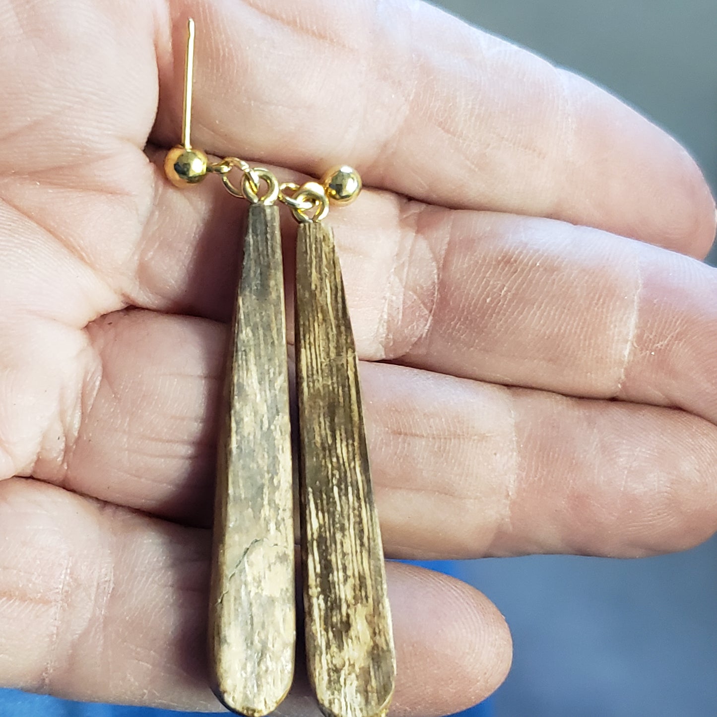 Raindrop Fossil Mastadon Ivory Earrings