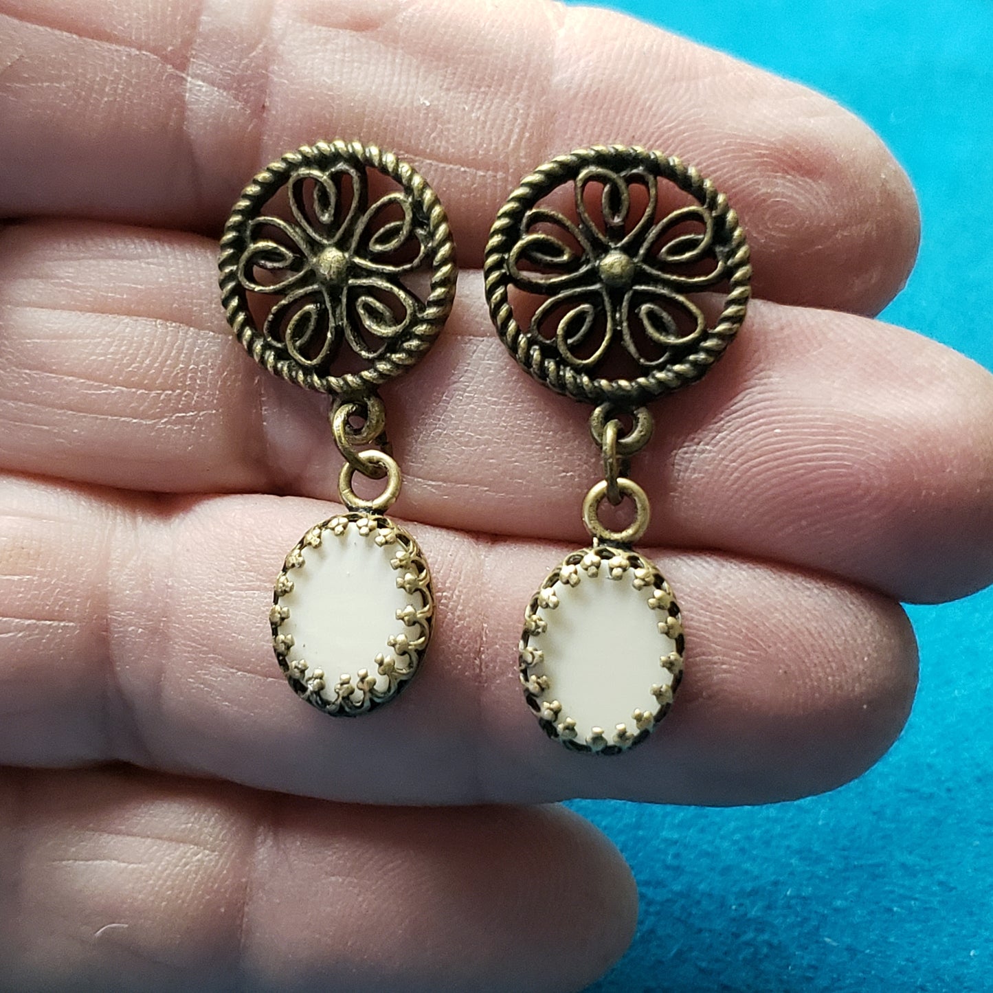 Bronze Fossil Mammoth Ivory Earrings