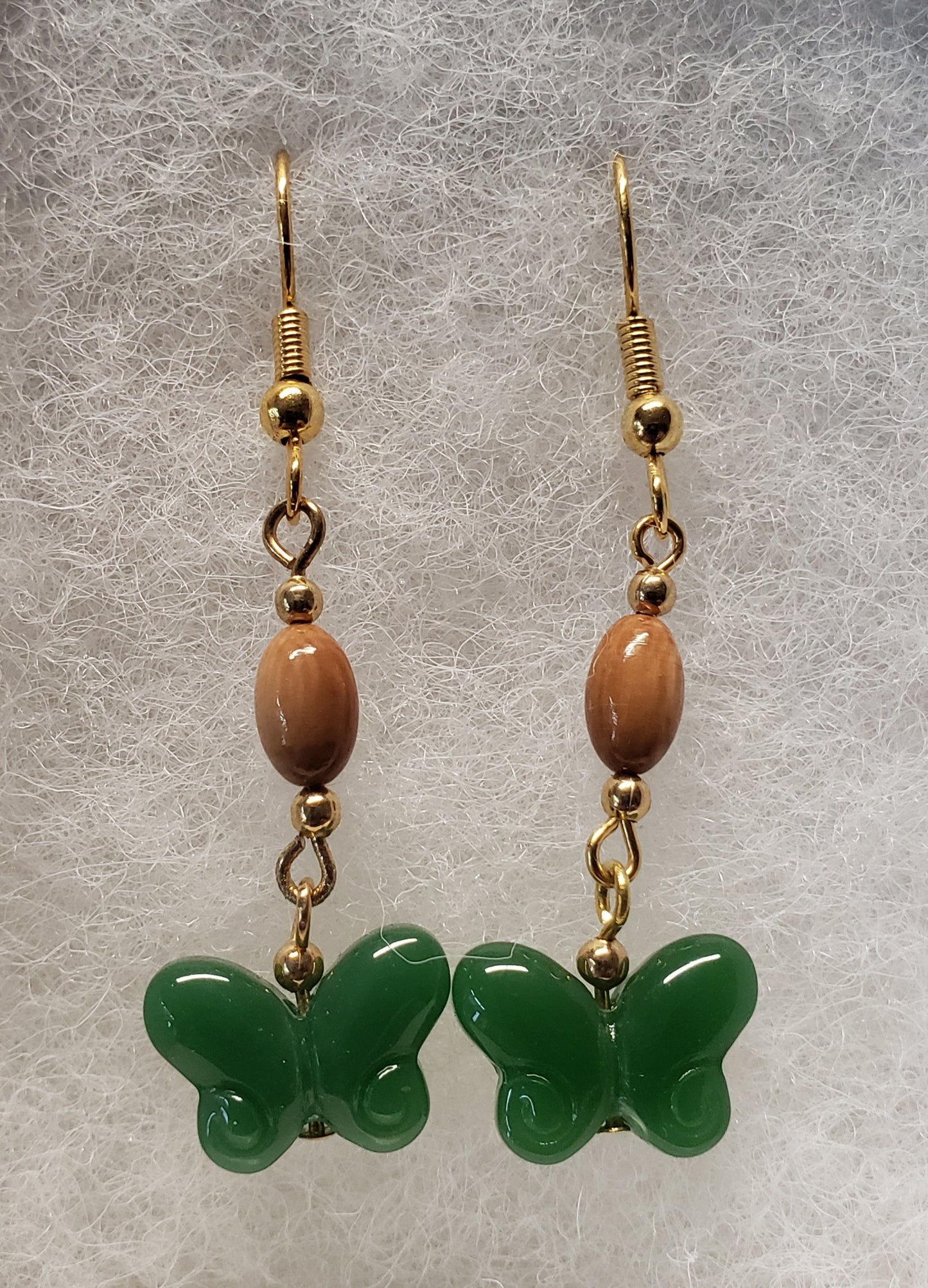 Jade Fossil Mammoth Ivory Butterfly Earrings