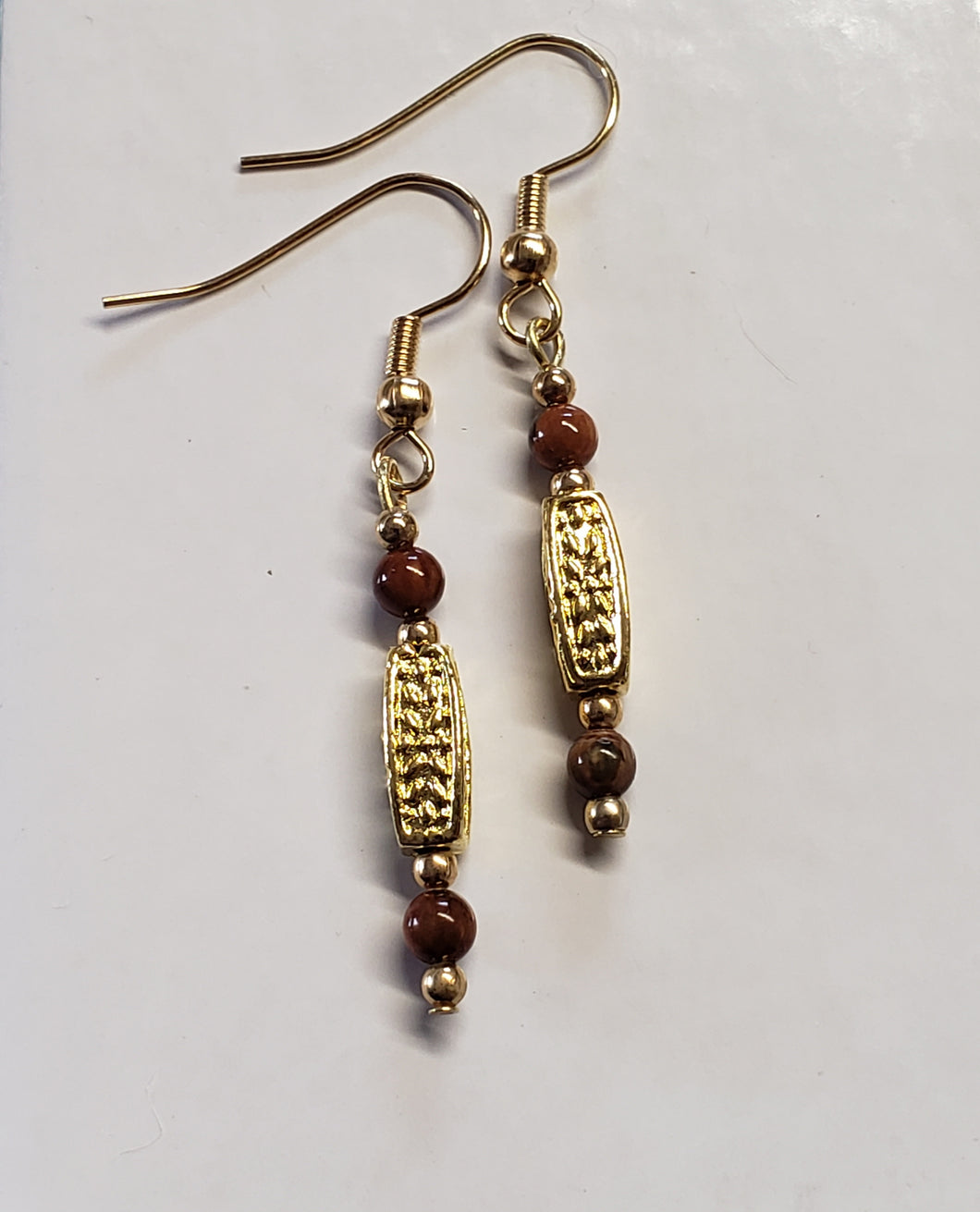 Tibetan Gold & Mammoth Ivory Bead Earrings