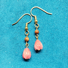 Load image into Gallery viewer, Rose Coral Pikake Mammoth Ivory Earrings
