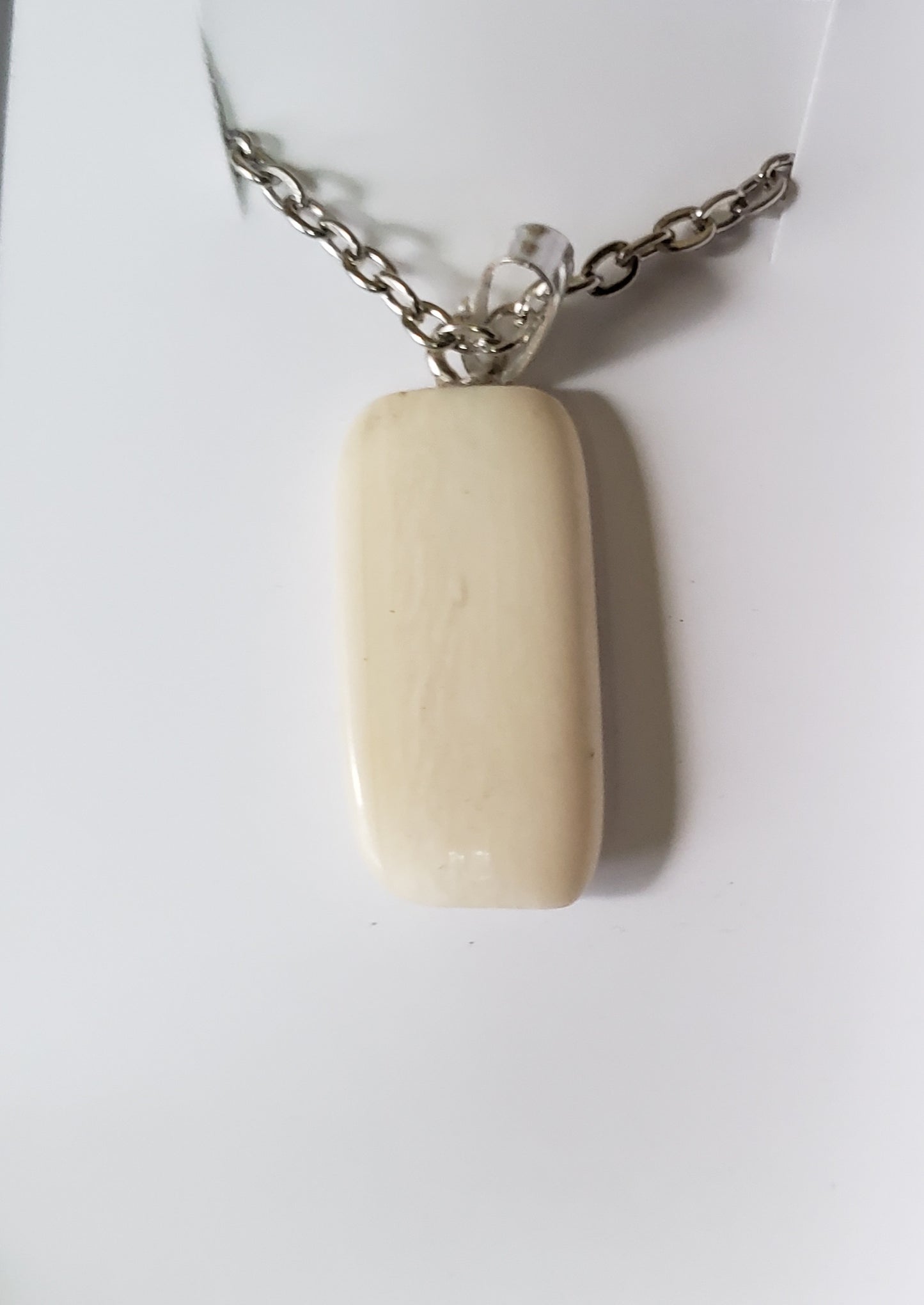 Simple Scrimshawed Fossil Ivory Necklace