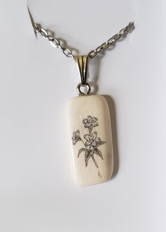 Simple Scrimshawed Fossil Ivory Necklace