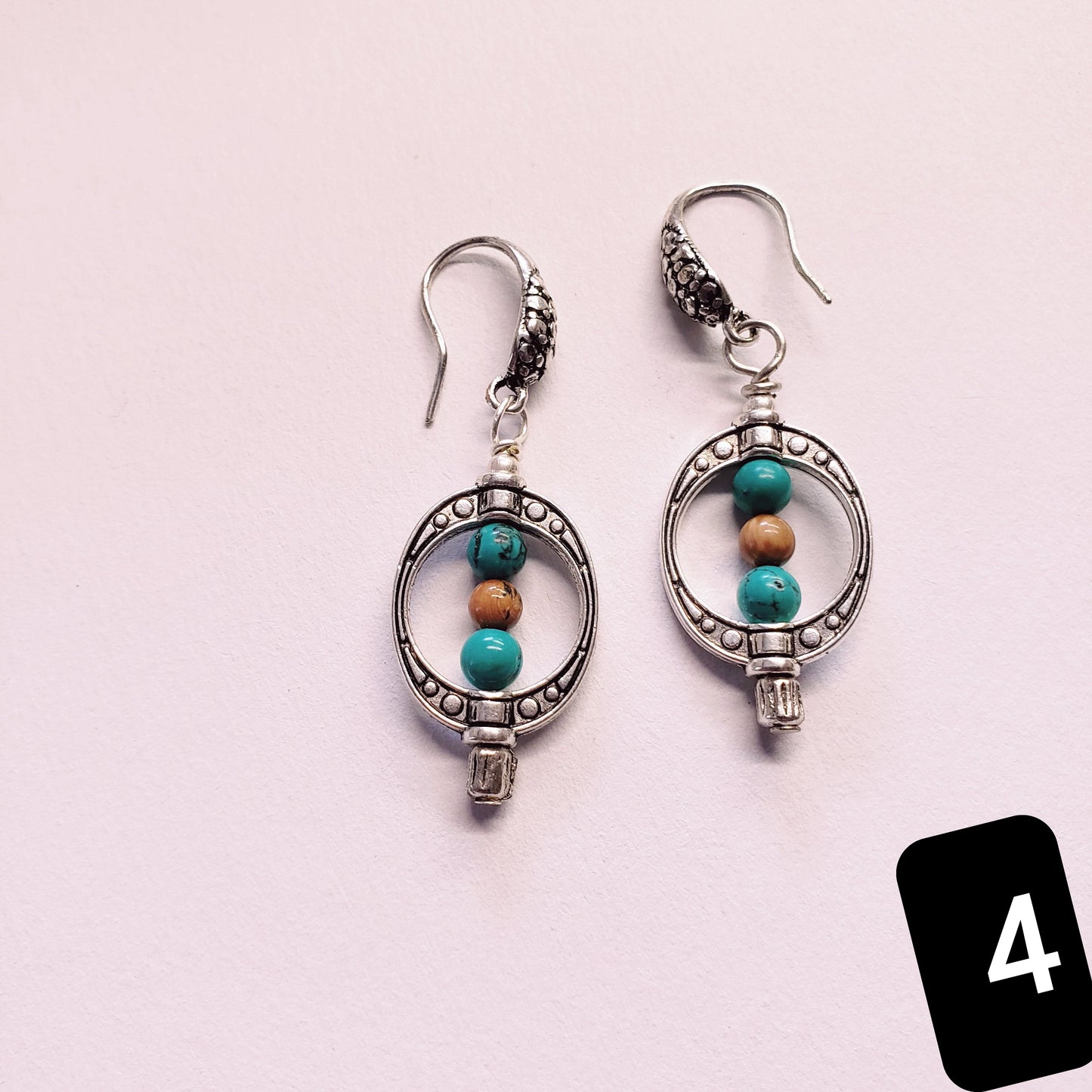 Gemstone and Mammoth Ivory Bead Earrings in 7 different combinations.