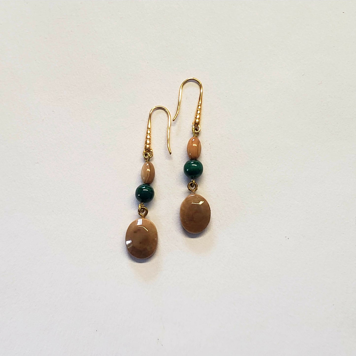 Fossil Mammoth Ivory & Malachite Bead Earrings