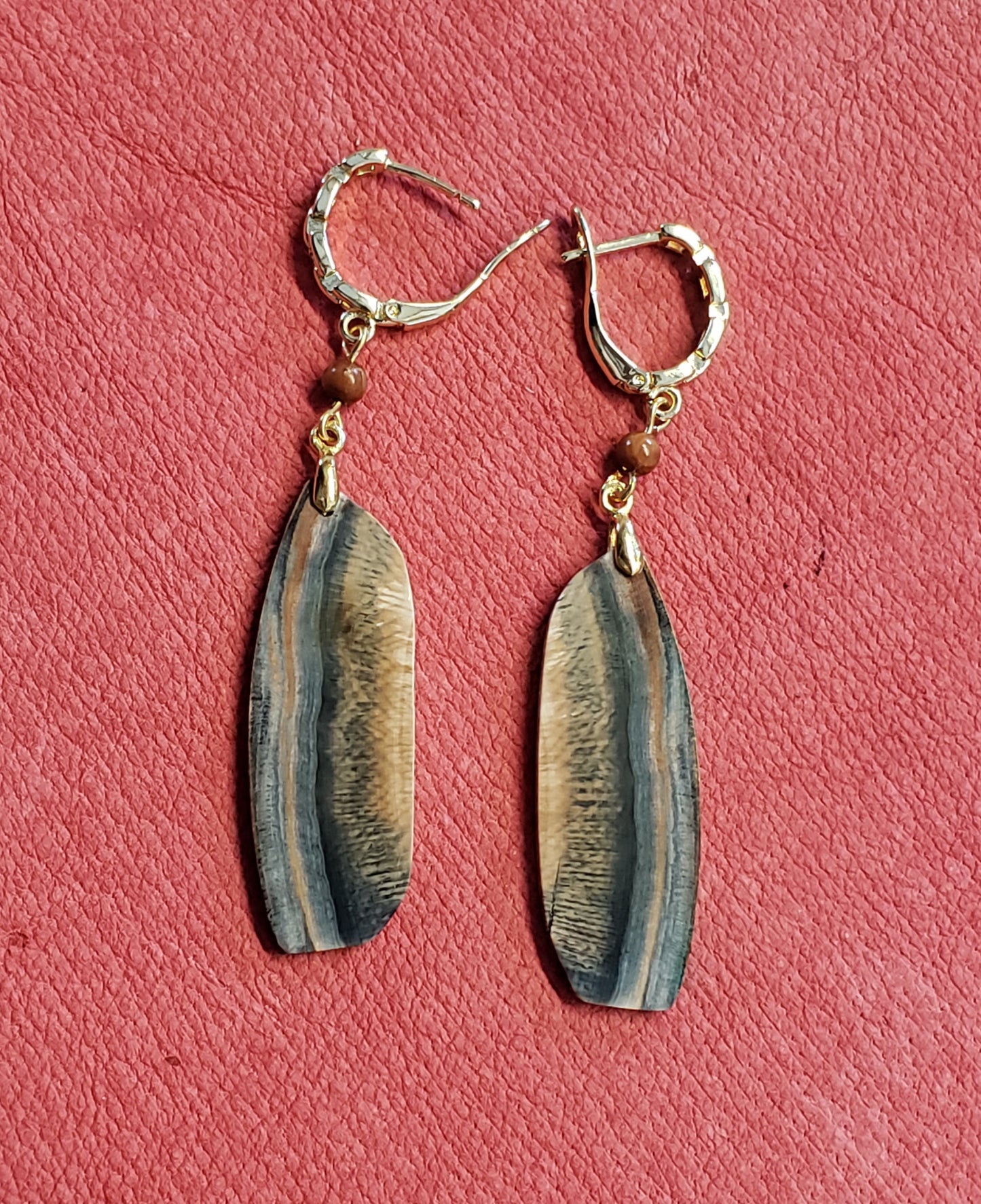 RARE multicolored Siberian Fossil Mammoth Ivory Earrings