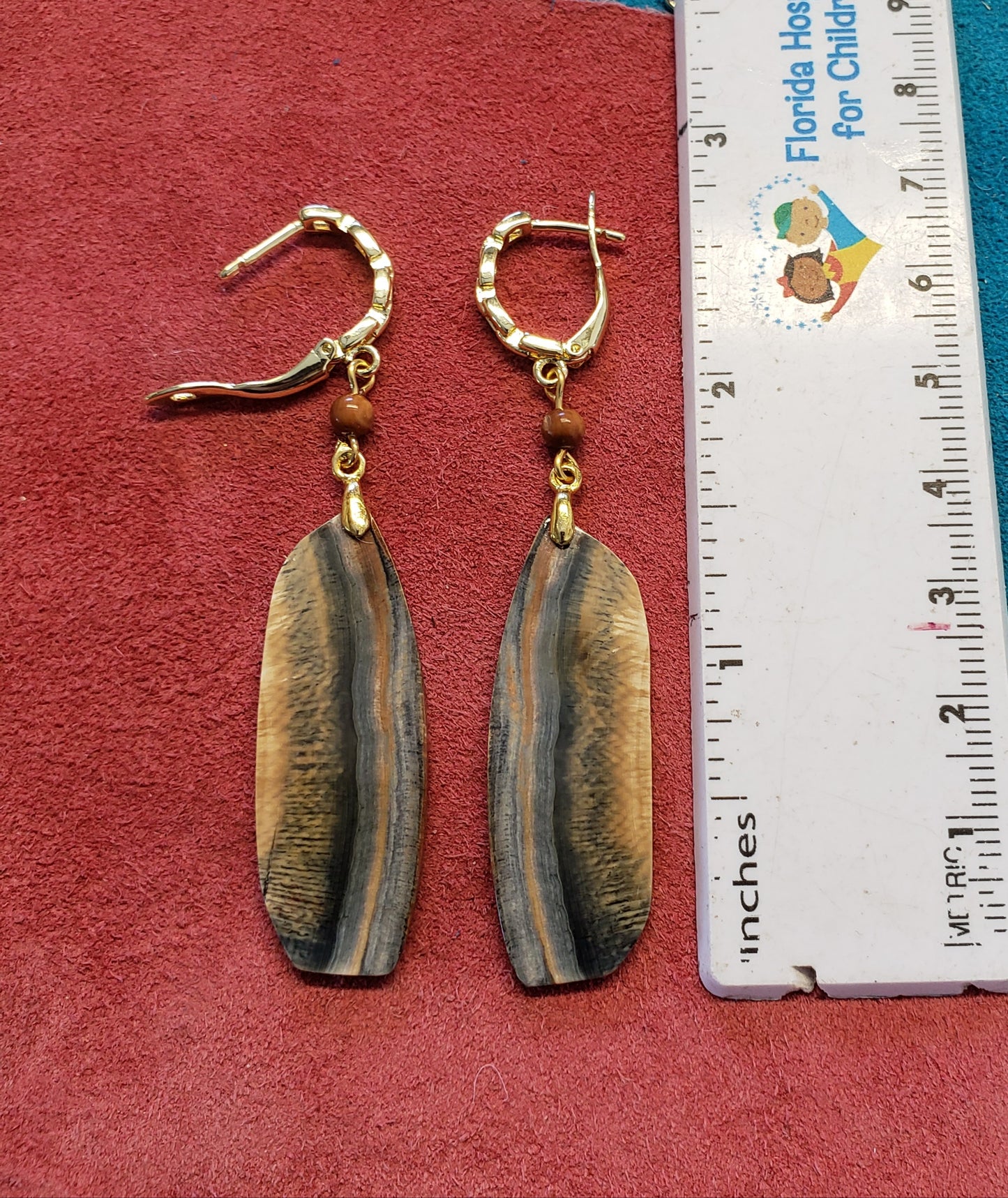 RARE multicolored Siberian Fossil Mammoth Ivory Earrings