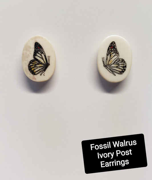 Post Fossil Walrus Ivory Earrings