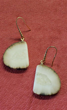 Load image into Gallery viewer, These one-inch Fossil Walrus Ivory Earrings were crafted from a broken artifact discovered on the Bering Sea beaches of Alaska. The age of the ivory is undetermined.
