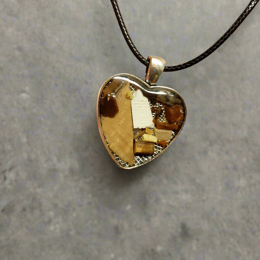 Fossil Ivory Collage Heart Necklace