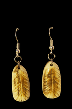 Load image into Gallery viewer, Fossil Mammoth Ivory Feather Earrings
