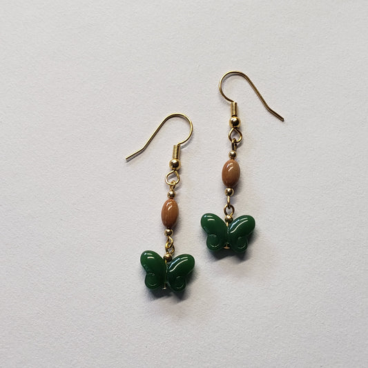 Jade Fossil Mammoth Ivory Butterfly Earrings