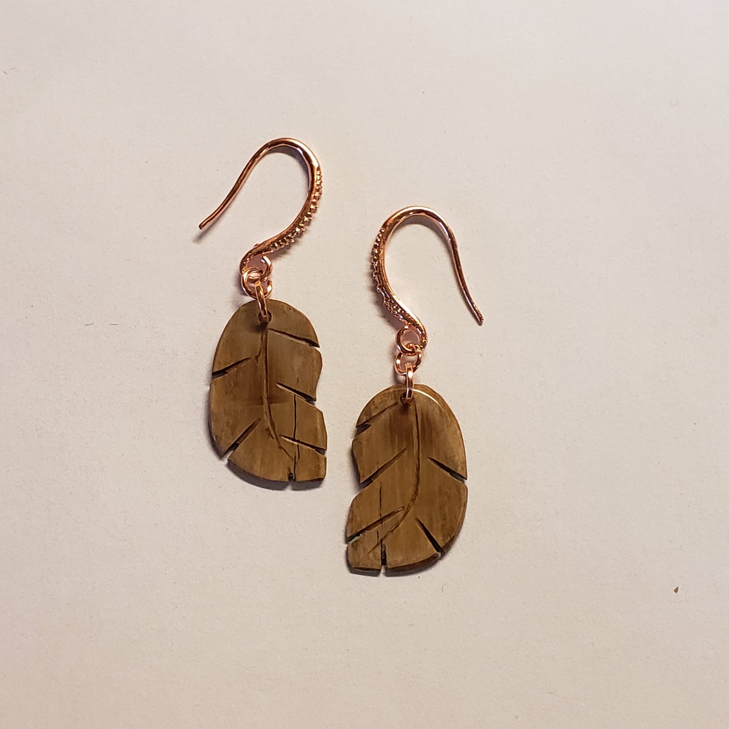 Rose Gold Fossil Mammoth Ivory Earrings